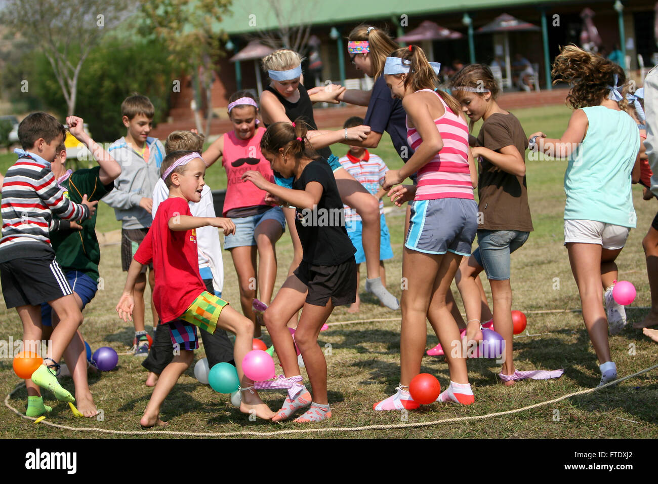 playing games outside Stock Photo Alamy