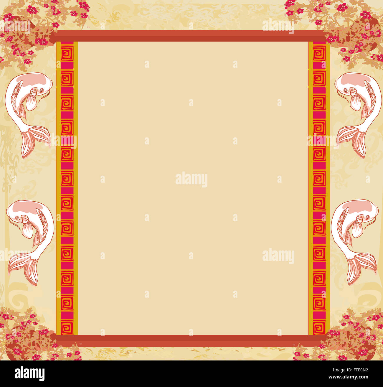 Japanese koi vintage frame Stock Photo Alamy