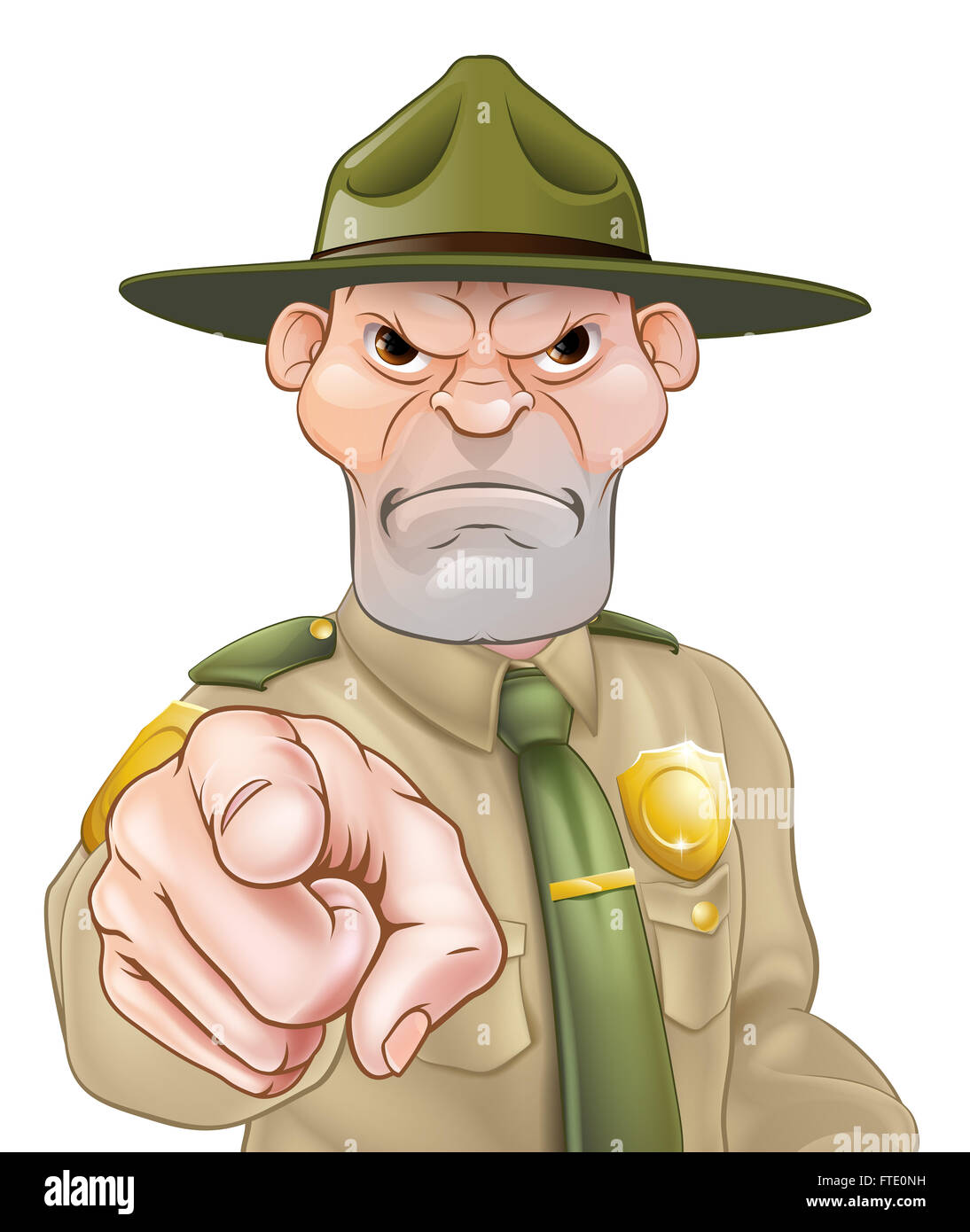A park ranger or forest ranger pointing Stock Photo