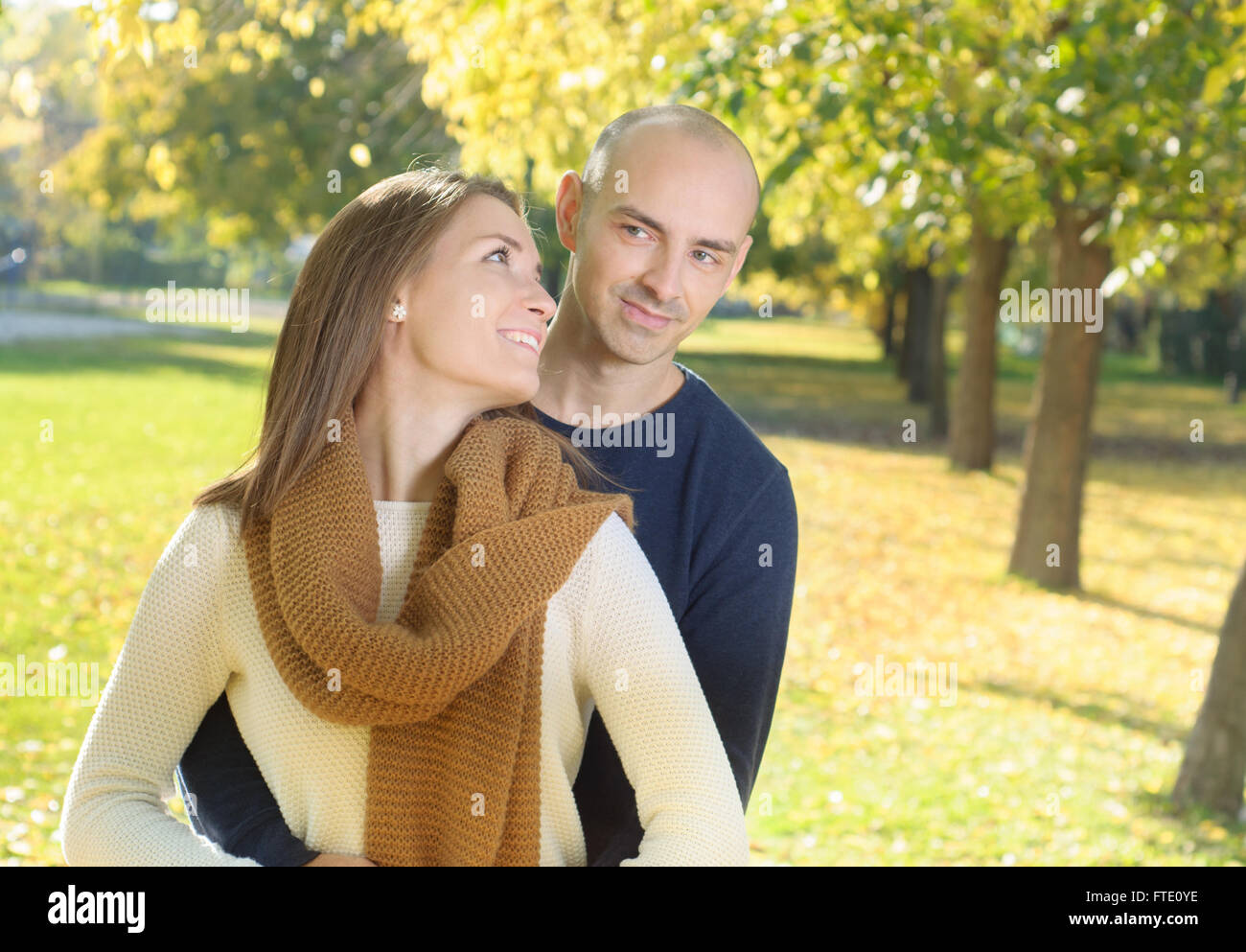 Young love couple in the park Stock Photo