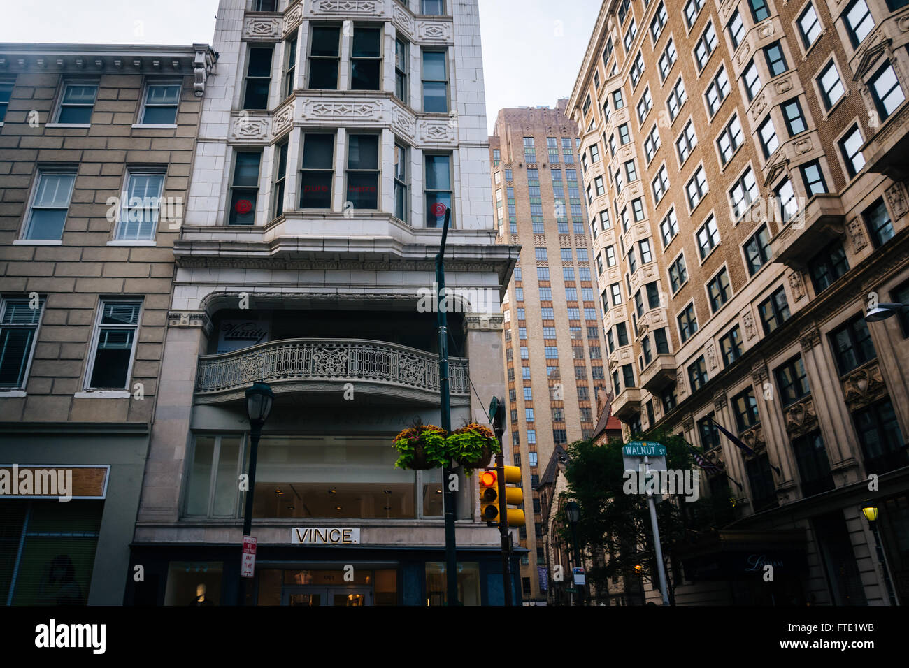 Buildings on Walnut Street in Philadelphia, Pennsylvania Stock Photo