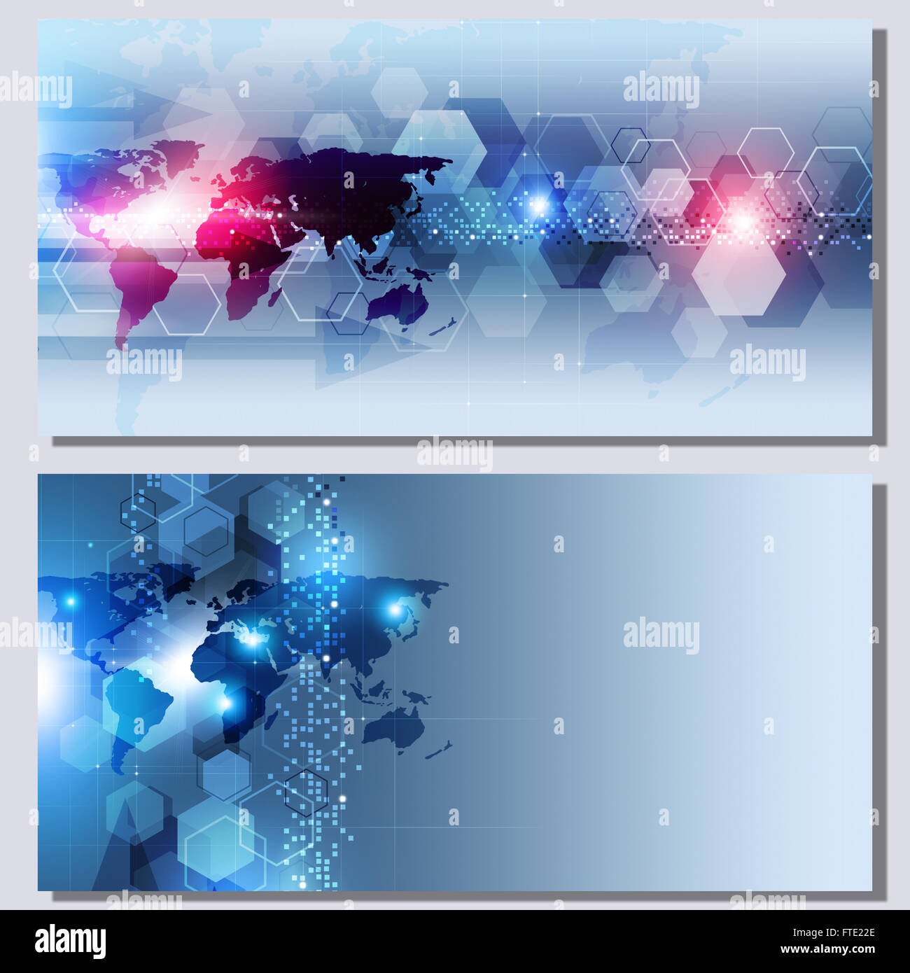 abstract business and technology concept two banners Stock Photo