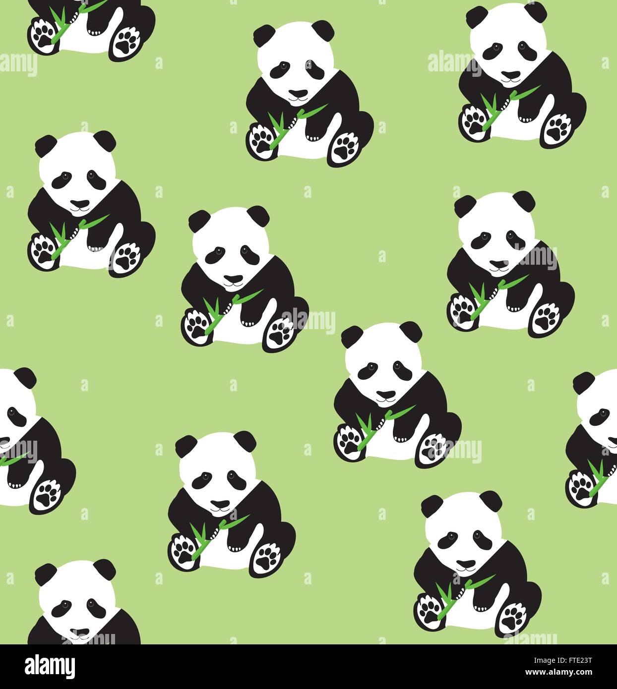 vector illustration of seamless panda bear bamboo background Stock ...