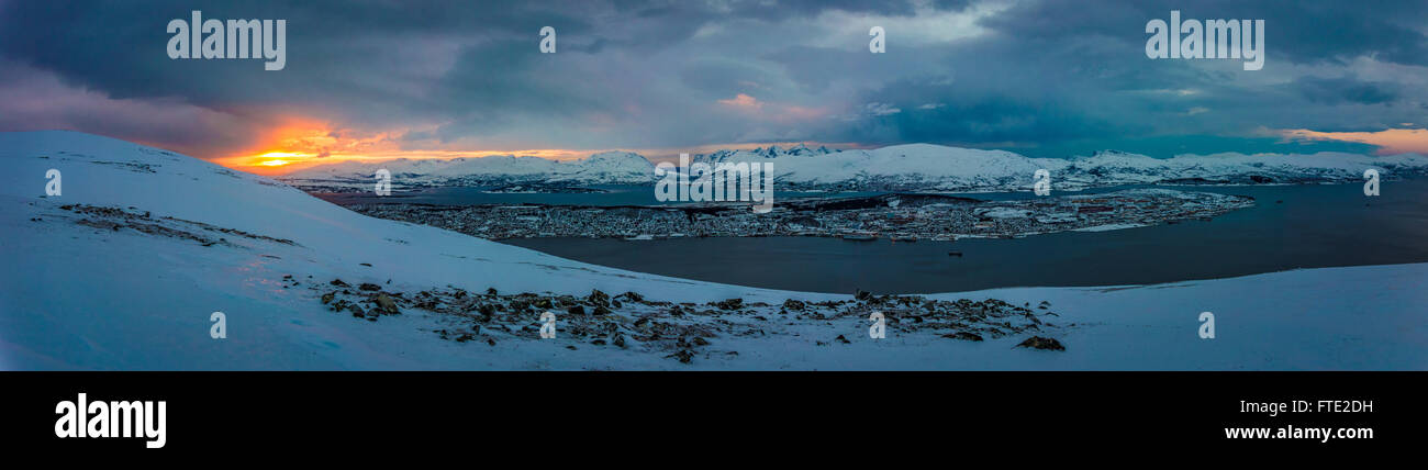 Panorama over Tromsoya from Kroken Stock Photo
