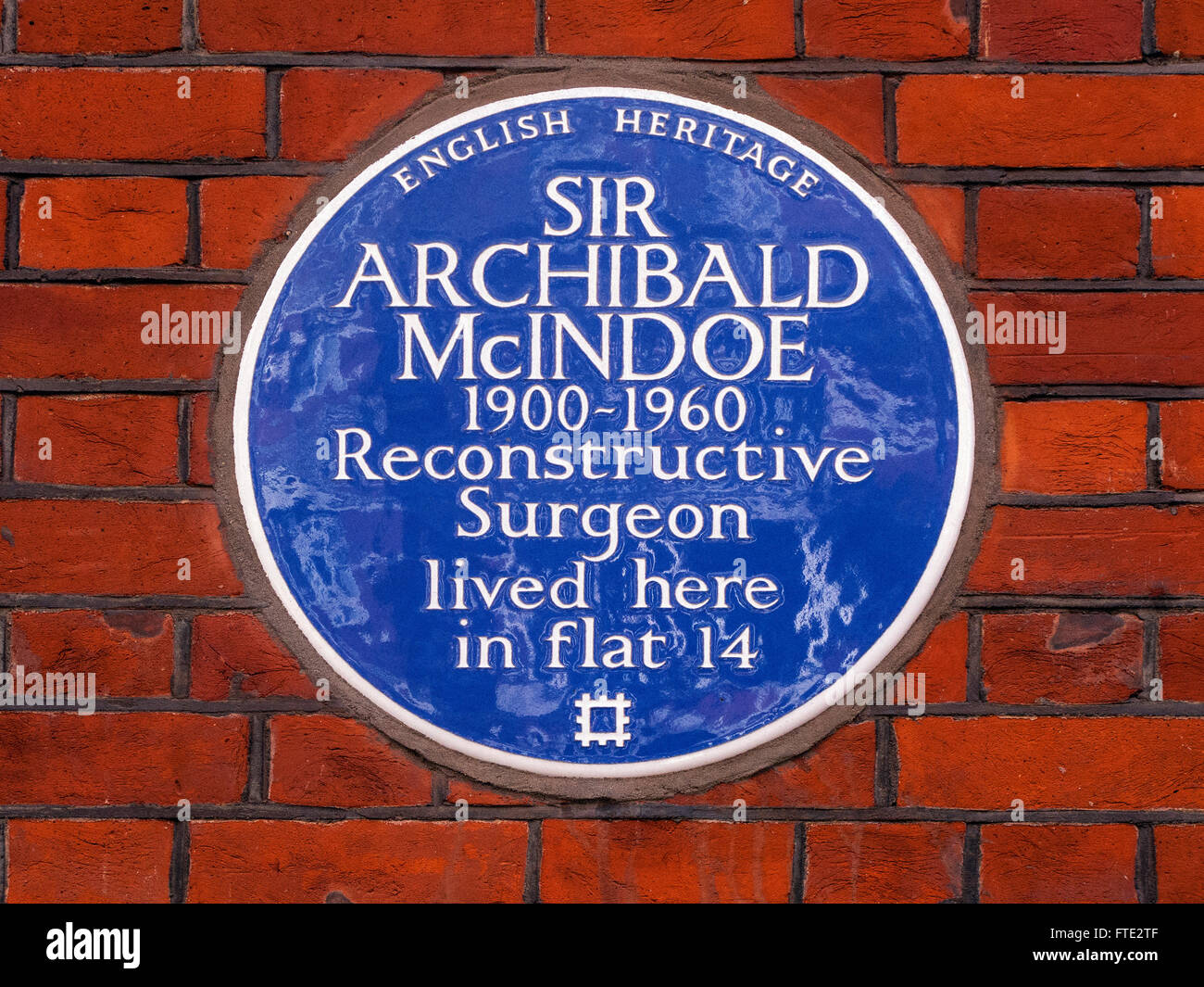 London Blue Plaque Sir Archibald McIndoe Stock Photo