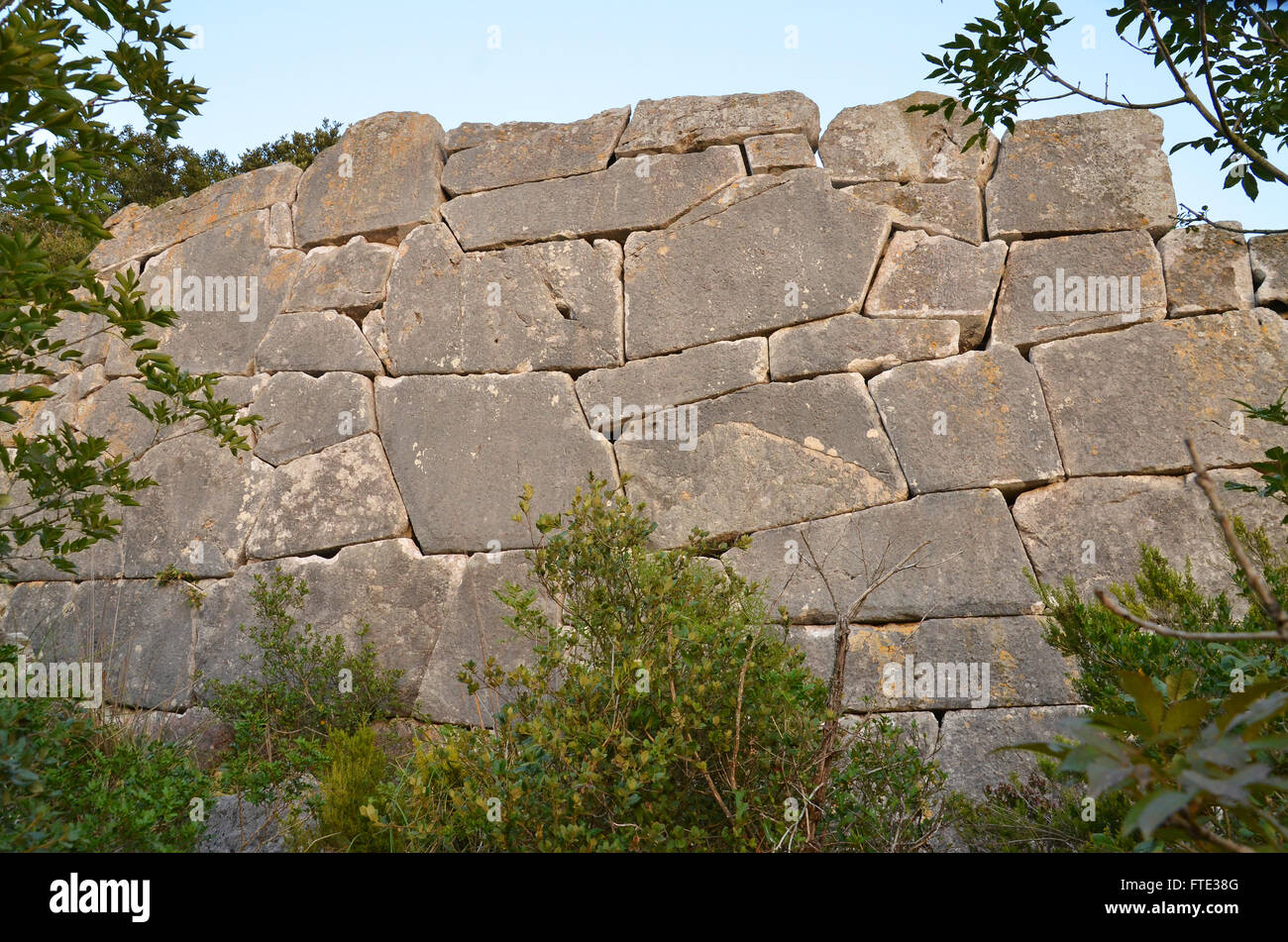 cyclopean walls on mount Circeo,in Italy Stock Photo