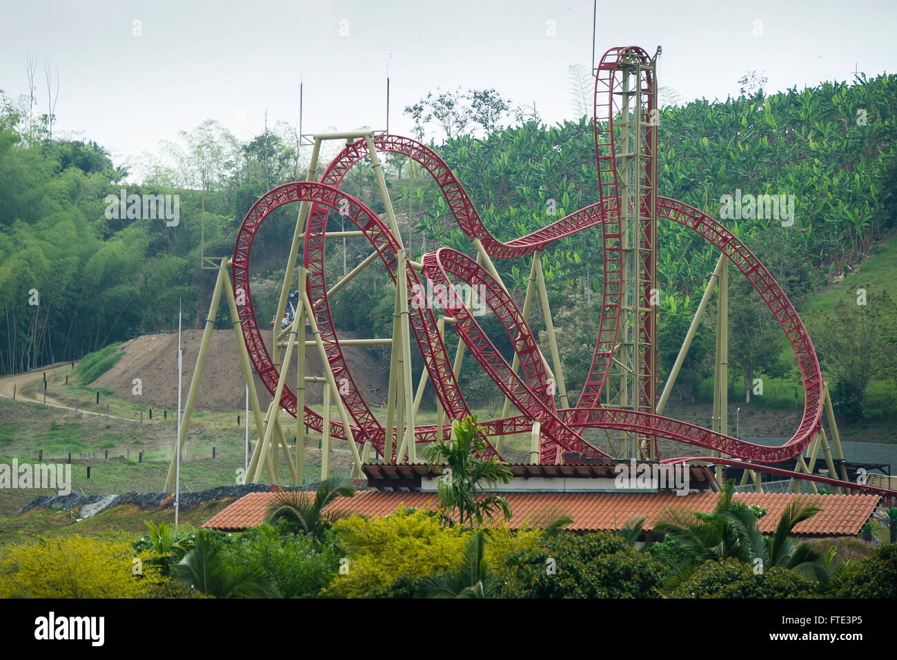 Roller coaster at the National Coffee Park in Quindío, Colombia Stock Photo