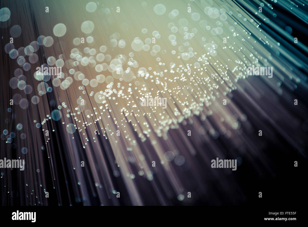 bokeh, Fiber optics close-up, modern computer communication technology ...