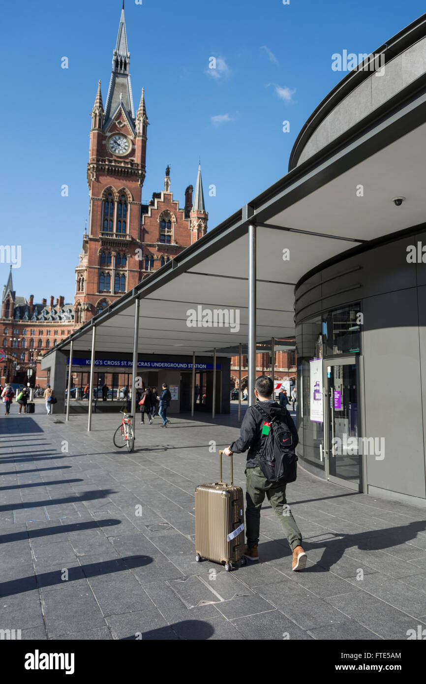 A view of St Pancras station from outside Kings Cross Station in King's