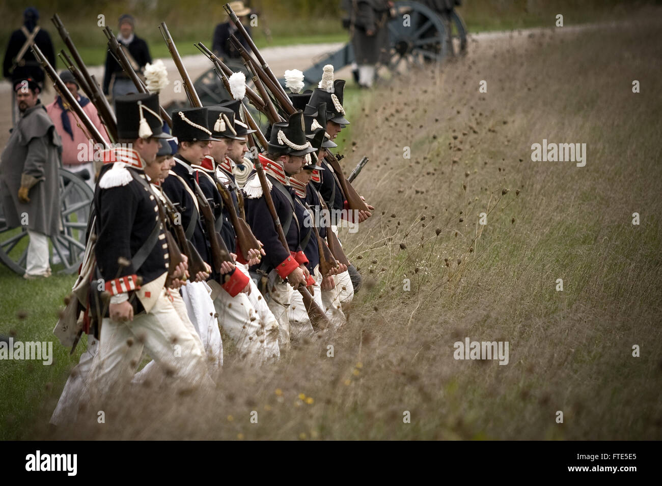 London, Ont., Canada. Re-enactors portray a battle as part of the war of 1812 is in Southwestern Ontario Canada. Over the course Stock Photo