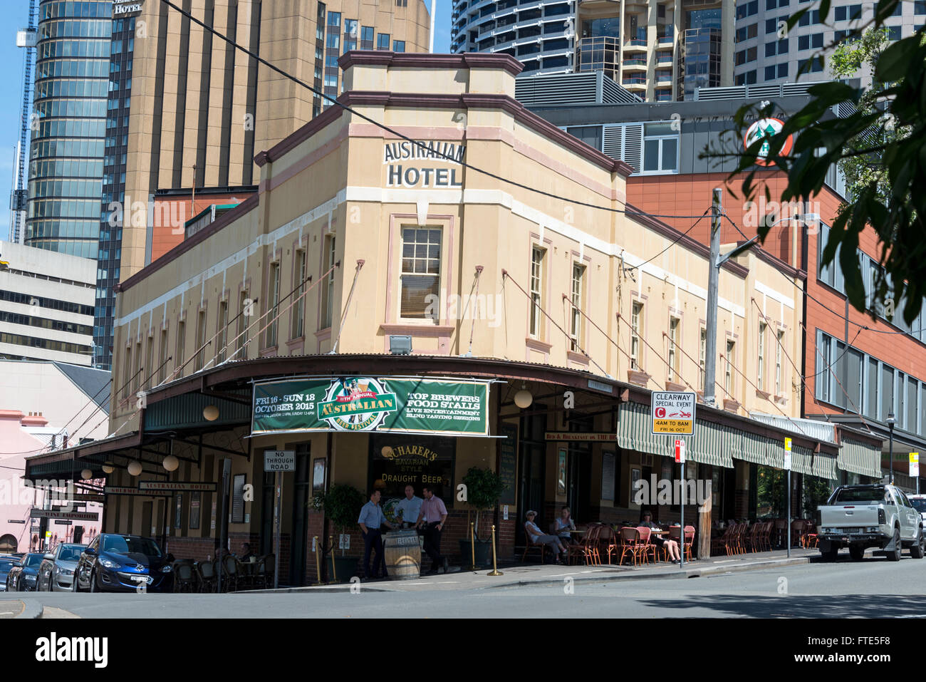 The Edwardian built pub is the Australian Heritage Hotel on Cumberland Street in the historic Rocks area of  Sydney in New South Stock Photo