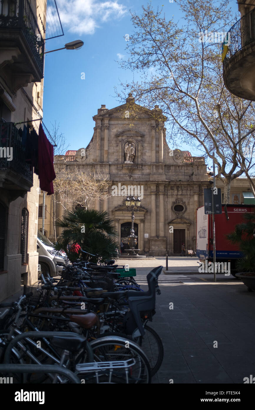 Typical Barcelona streetscene Stock Photo