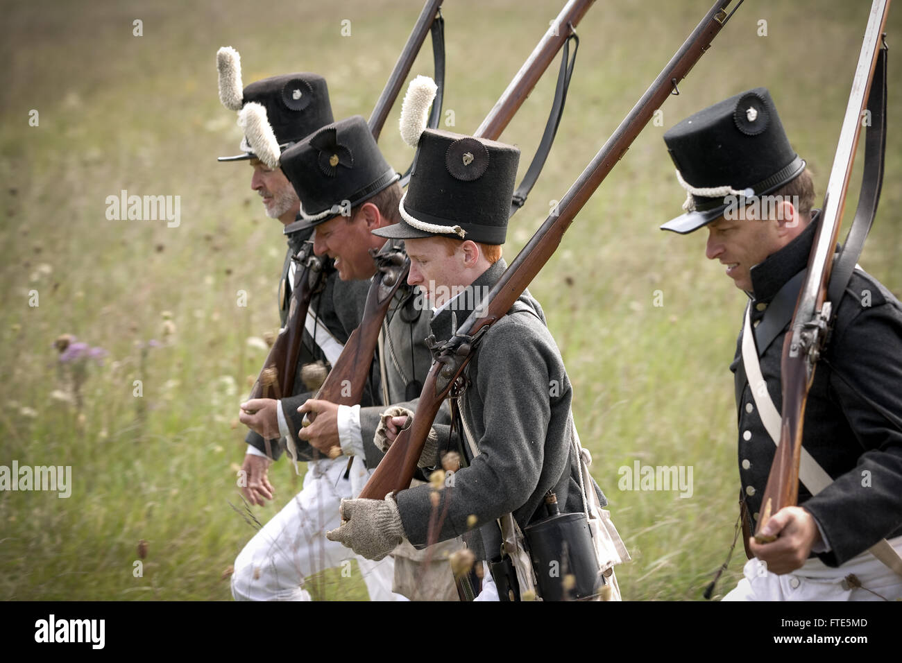 London, Ont., Canada. Re-enactors portray a battle as part of the war of 1812 is in Southwestern Ontario Canada. Over the course Stock Photo