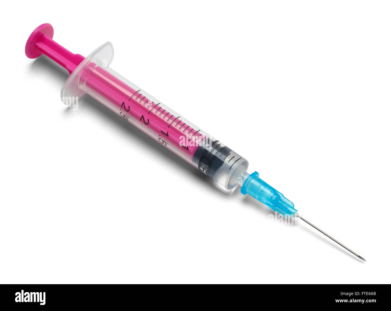 Pink and Blue Syringe with Needle Isolated on White Background Stock Photo  - Alamy