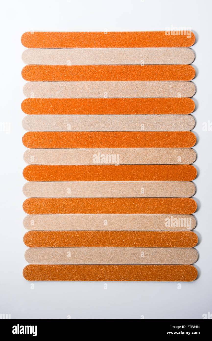 Cardboard nail files or emery boards in a row Stock Photo Alamy