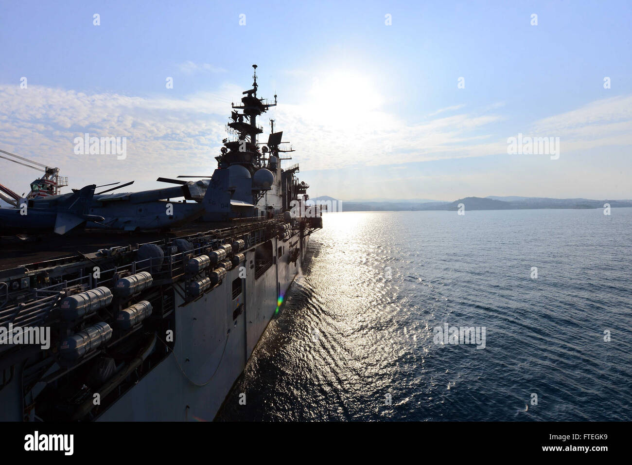 KUSADASI, Turkey (Oct. 4, 2014)  - The amphibious assault ship USS Bataan (LHD 5) arrives in Kusadasi, Turkey for a liberty port. The Bataan Amphibious Ready Group is on a scheduled deployment supporting maritime security operations, providing crisis response capability and theater security cooperation efforts in the U.S. 6th Fleet area of operations. Stock Photo