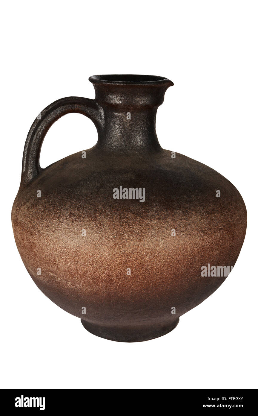 Beautiful ancient jug on a white background Stock Photo - Alamy