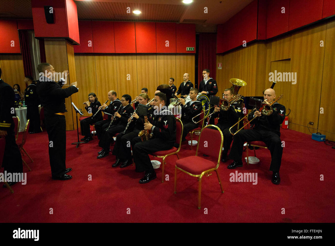 NAPLES, Italy (Oct. 18, 2014) The U.S. Naval Forces Europe Band performs during the Naples Area Navy Ball. The theme for this year’s Navy 239th birthday is thanking those who support us Stock Photo