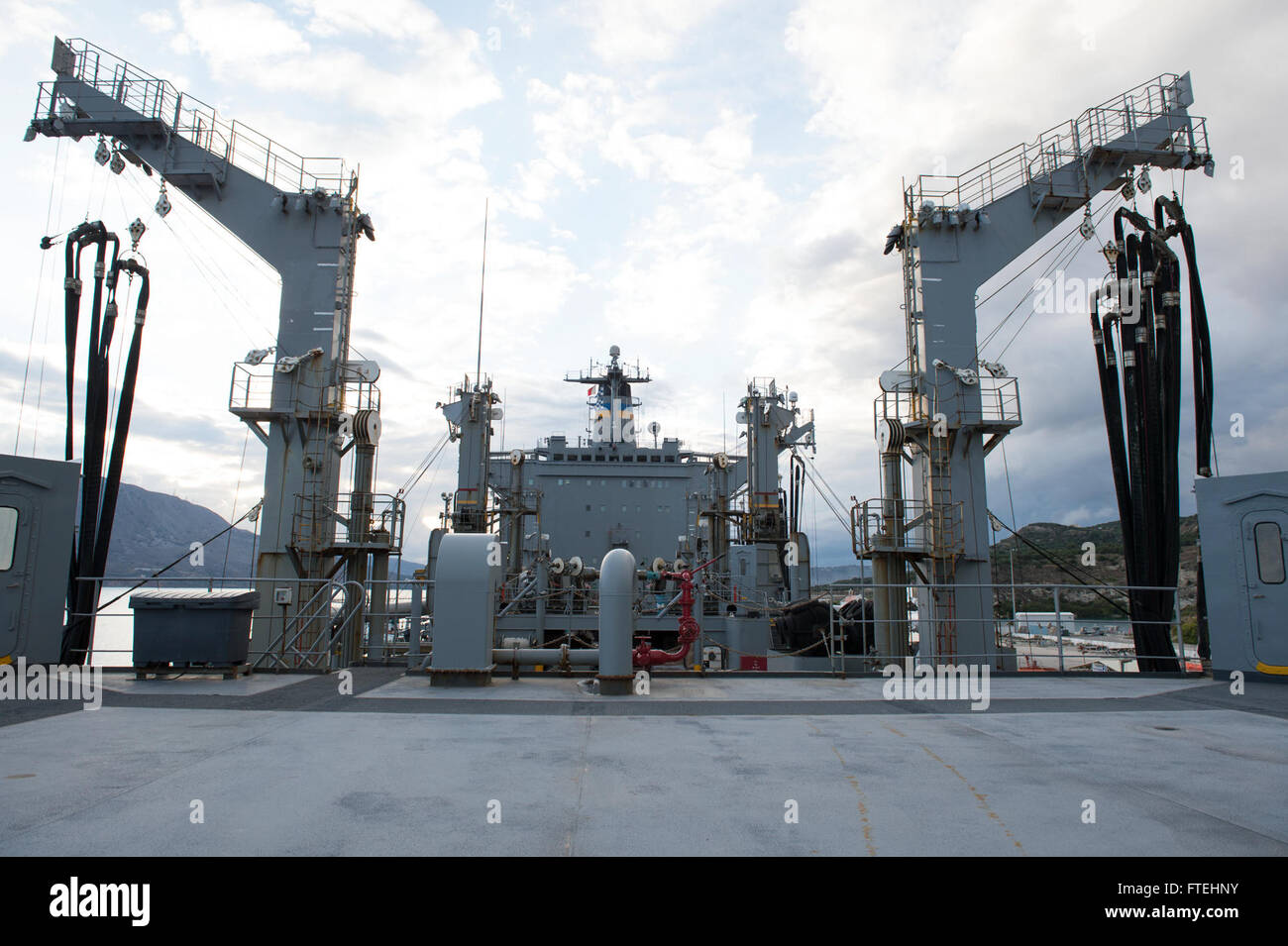 SOUDA BAY, Crete (Oct. 28, 2014) – The fleet replenishment oiler USNS Leroy Grumman (T-AO 195) operates near Souda Bay. Grumman, the Military Sealift Command Mediterranean Sea duty oiler, is forward-deployed to the U.S. 6th Fleet area of operations in support of national security interests in Europe and Africa. Stock Photo
