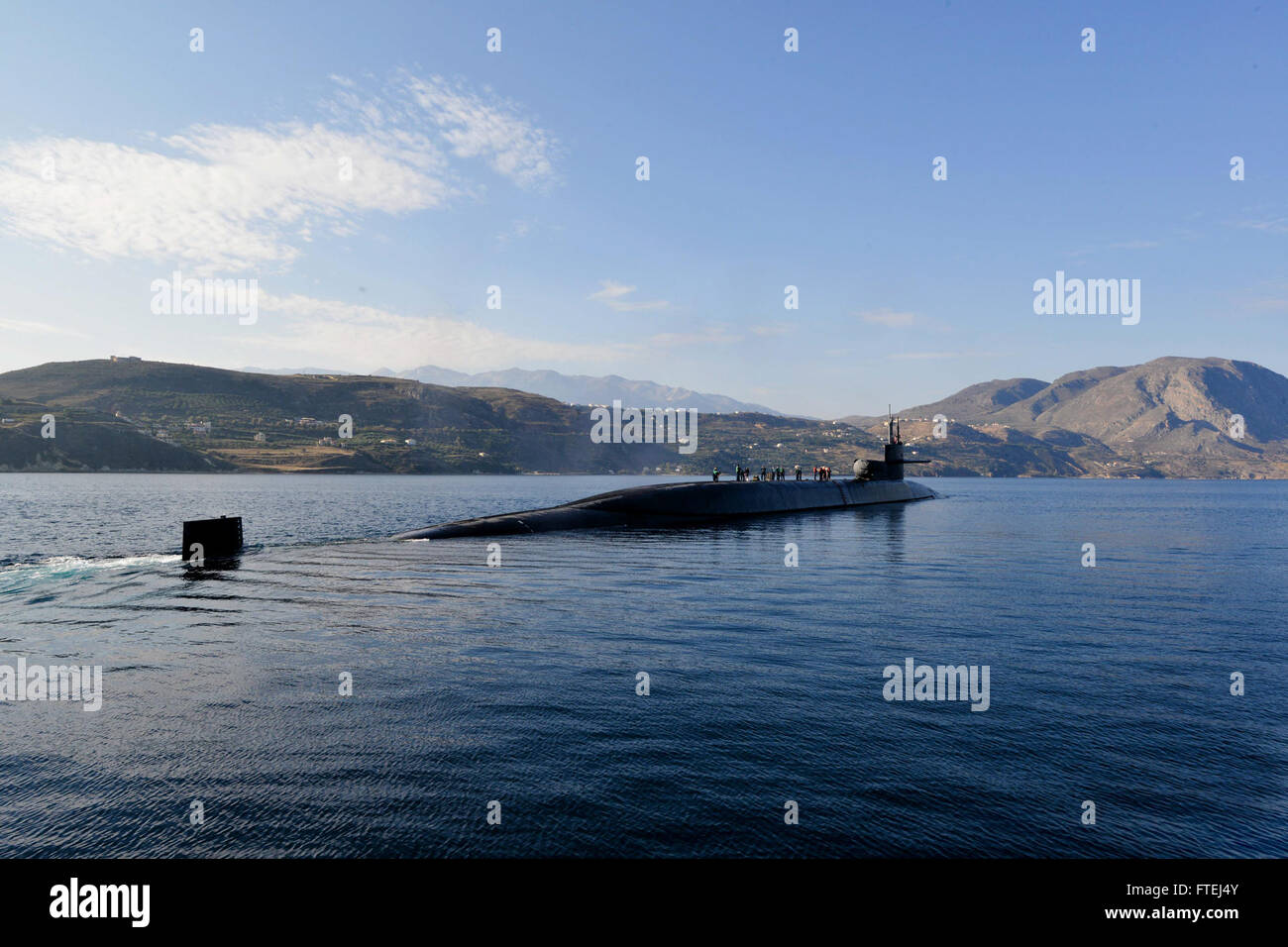 SOUDA BAY, Greece (Nov. 5) - The Ohio-class guided-missile submarine USS Florida (SSGN 728) enters Souda Bay during a scheduled port visit. Florida, homeported in Kings Bay, Ga., is conducting naval operations with allies in the U.S. 6th Fleet area of operations in order to advance security and stability in Europe. Stock Photo