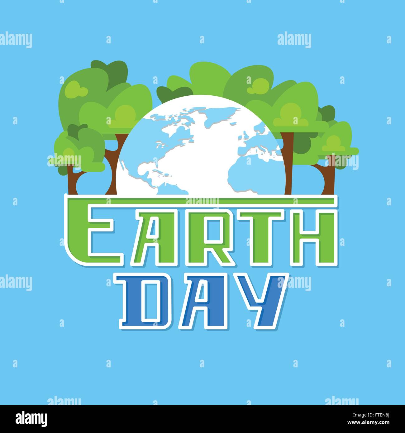 Earth Day Green Trees With Globe World Stock Vector Image & Art - Alamy