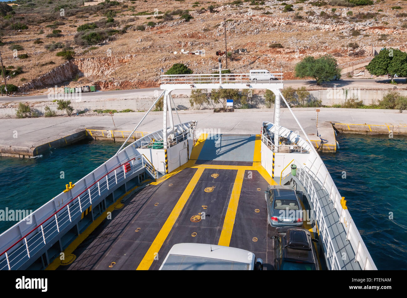 Open ferry shipp ready for loading, Zakynthos, Greece Stock Photo Alamy