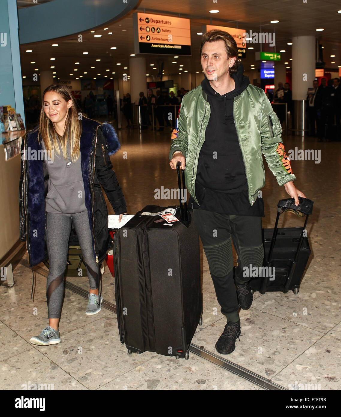 Jonathan Cheban and his girlfriend Anat Popovsky arrive at Heathrow