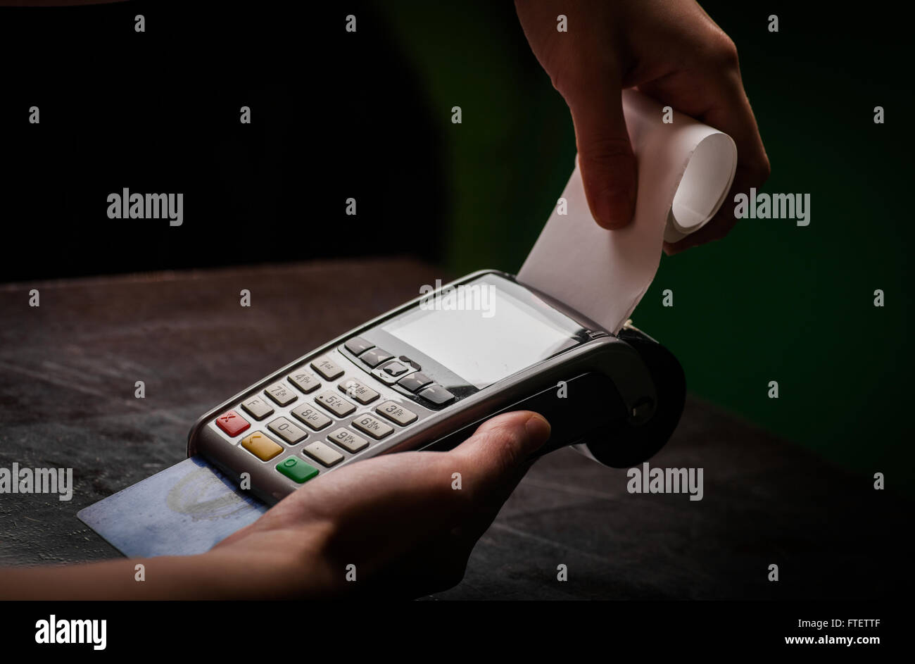 Color image of a POS and credit cards Stock Photo - Alamy