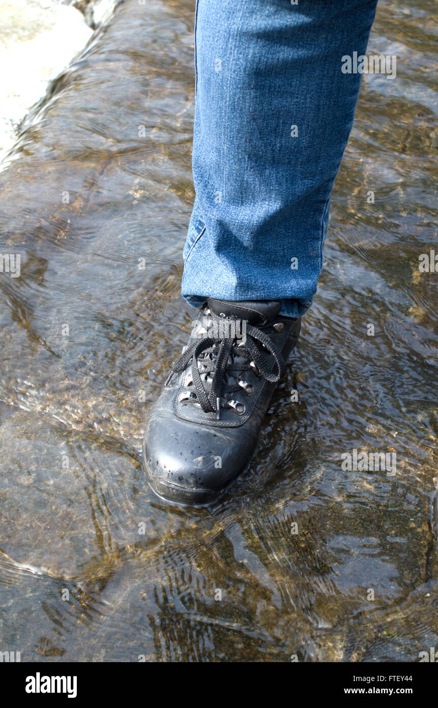 Waterproof walking shoes Stock Photo