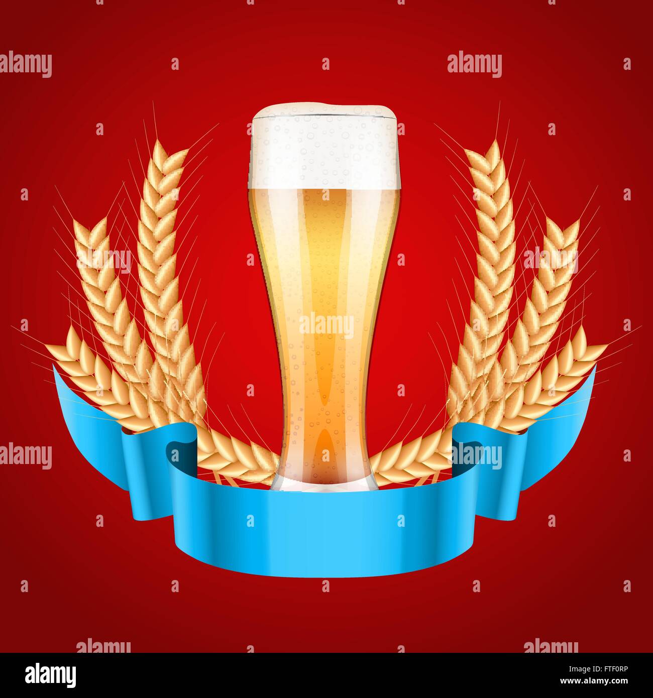 Brewery Label with light beer glass and malt Stock Vector Image & Art