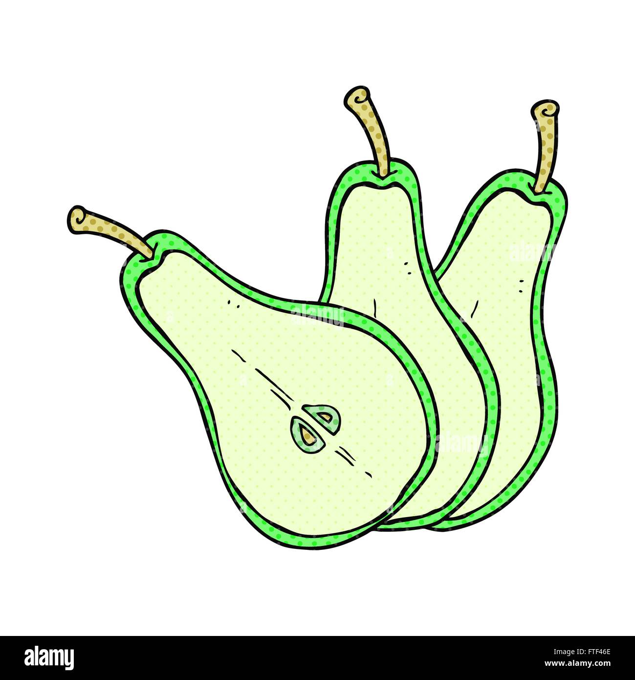 freehand drawn comic book style cartoon sliced pear Stock Vector Image ...