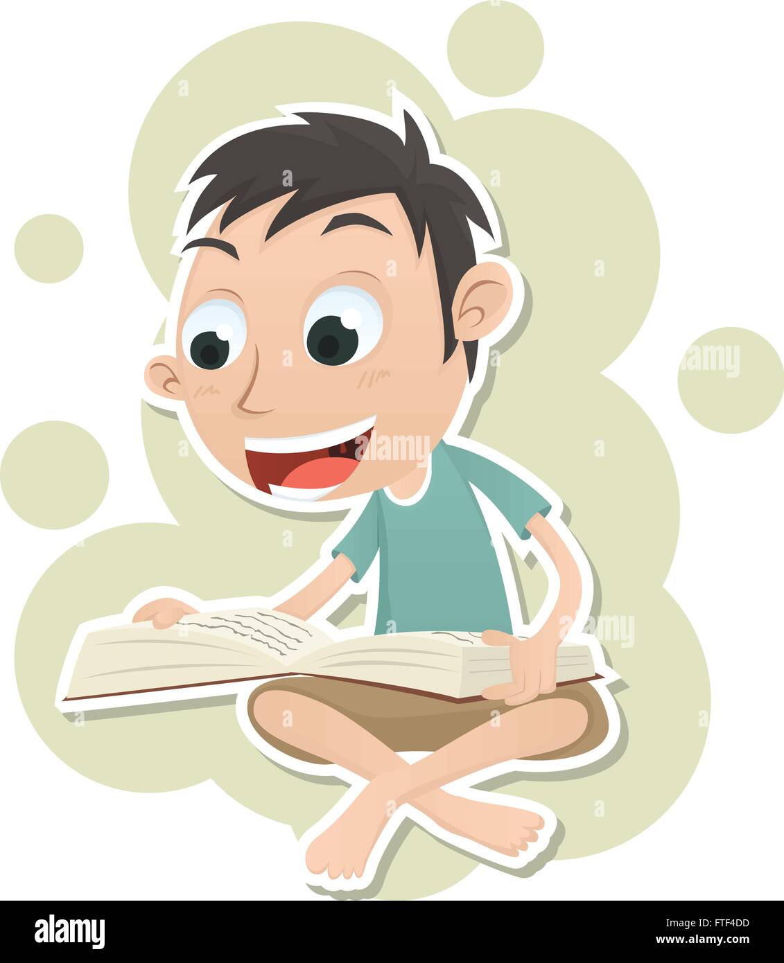 Cartoon boy sitting on the floor and read a book Stock Vector Image ...