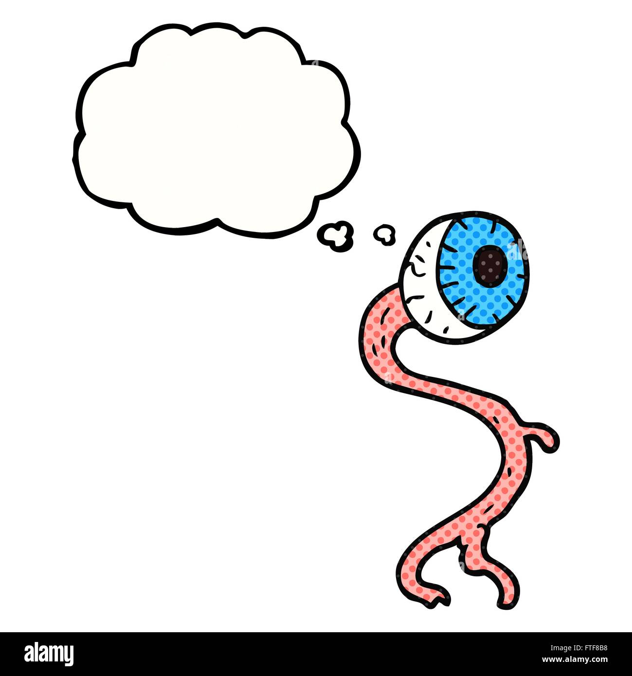 gross freehand drawn thought bubble cartoon eyeball Stock Vector