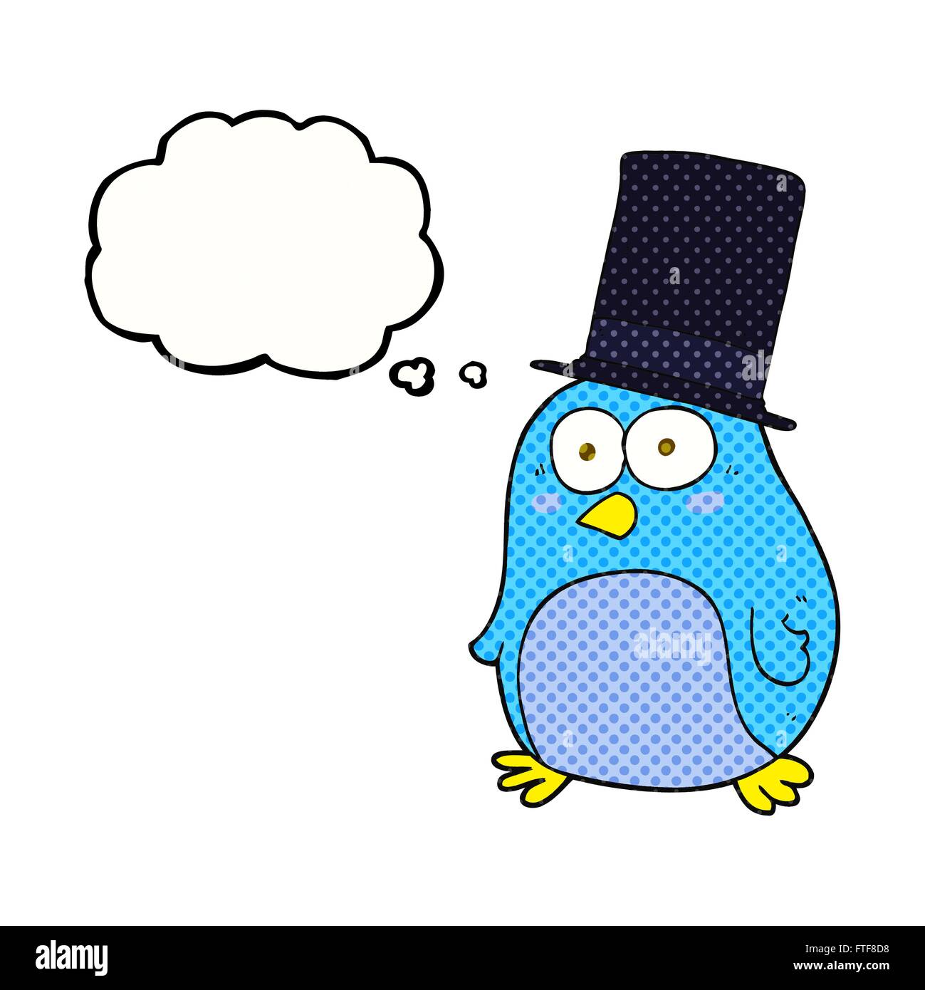 Freehand Drawn Thought Bubble Cartoon Bird Wearing Top Hat Stock Vector 