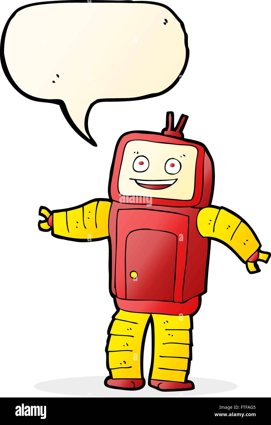 cartoon funny robot with speech bubble Stock Vector Image & Art - Alamy