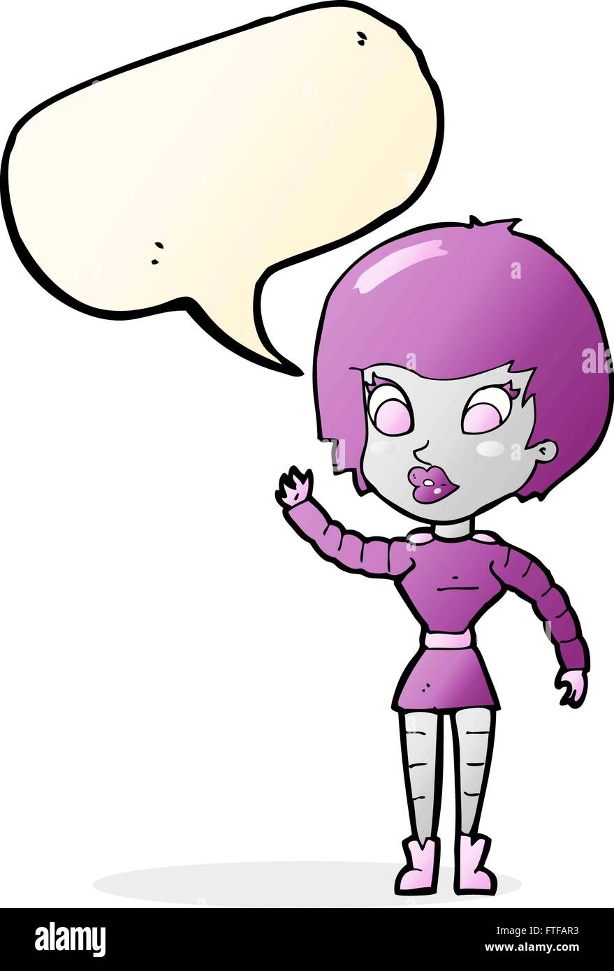 cartoon robot woman waving with speech bubble Stock Vector Image & Art ...