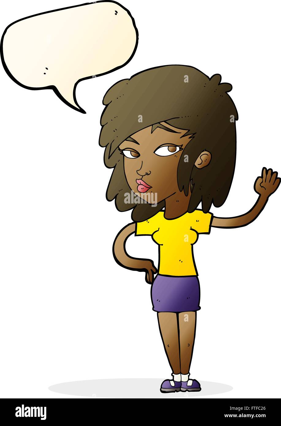 cartoon pretty woman waving with speech bubble Stock Vector Image & Art ...