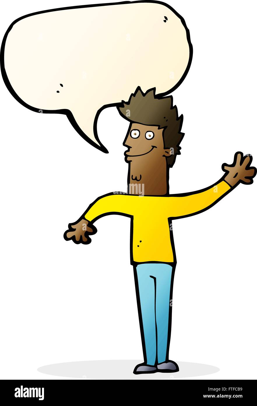 cartoon happy waving man with speech bubble Stock Vector Image & Art ...