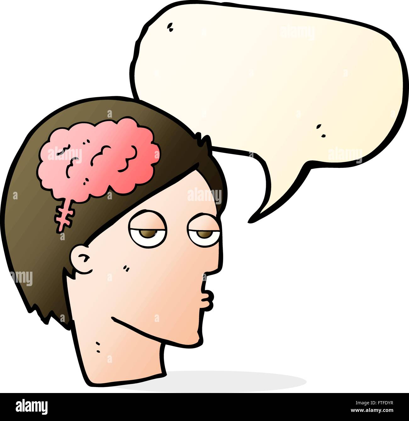 cartoon head with brain symbol with speech bubble Stock Vector Image ...