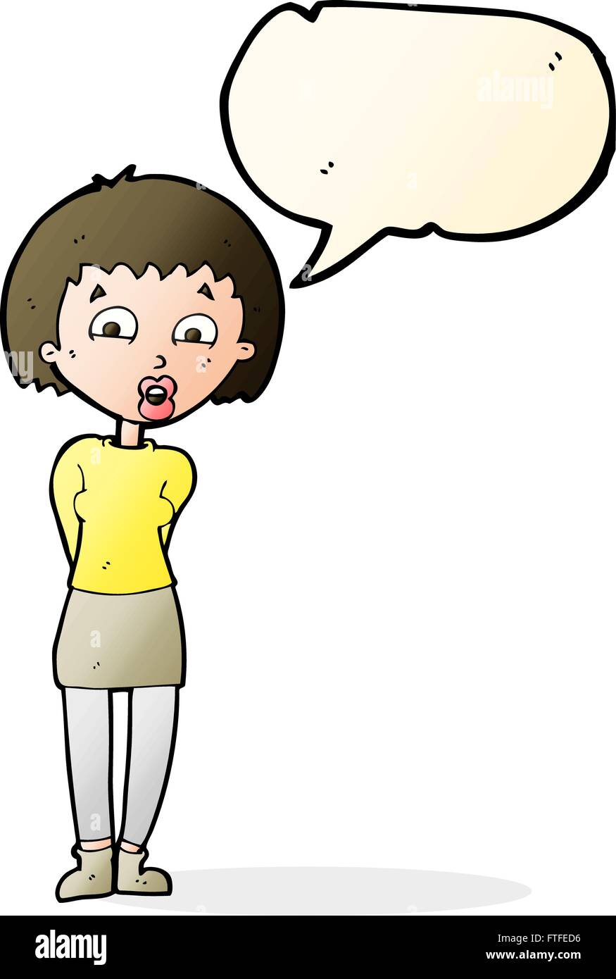 cartoon surprised woman with speech bubble Stock Vector Image & Art - Alamy