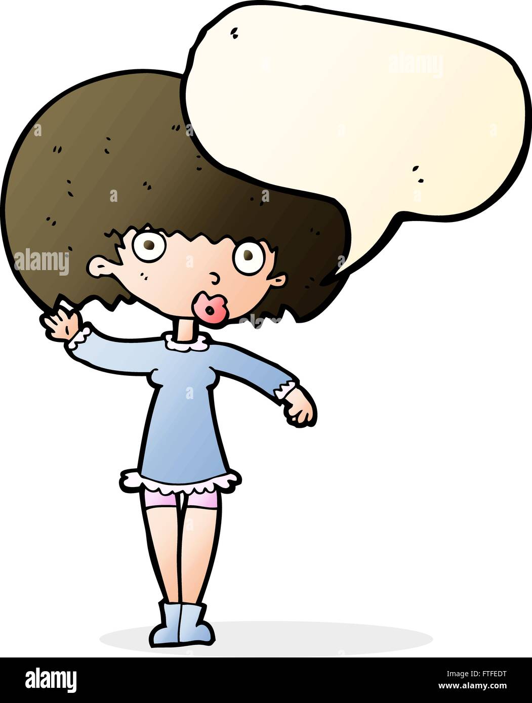 cartoon waving girl with speech bubble Stock Vector Image & Art - Alamy