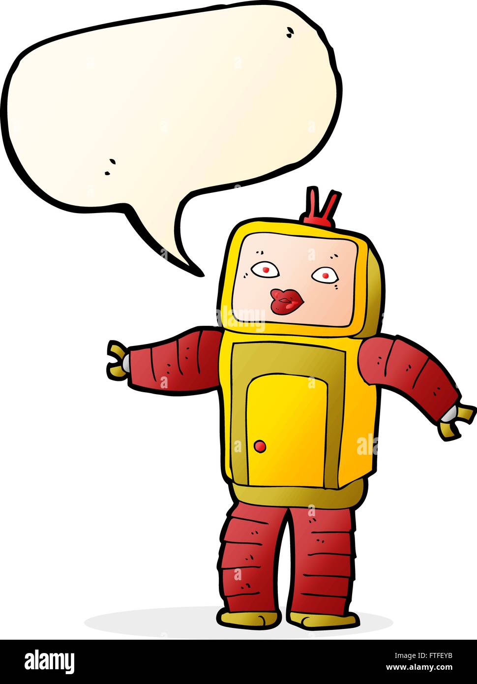 funny cartoon robot with speech bubble Stock Vector Image & Art - Alamy