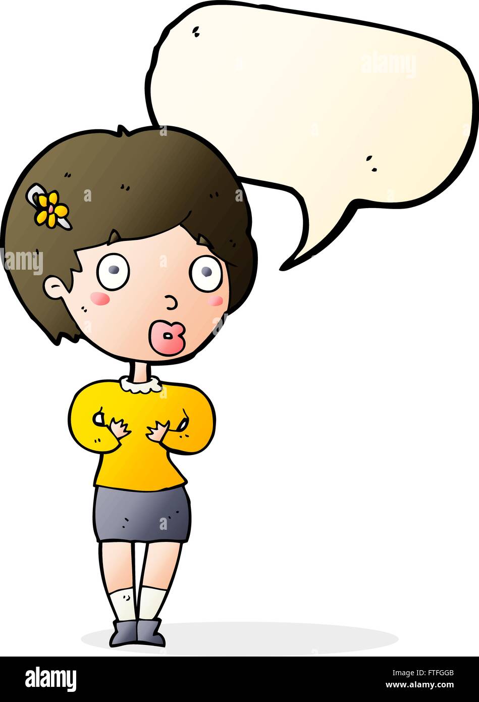 cartoon surprised woman with speech bubble Stock Vector Image & Art - Alamy