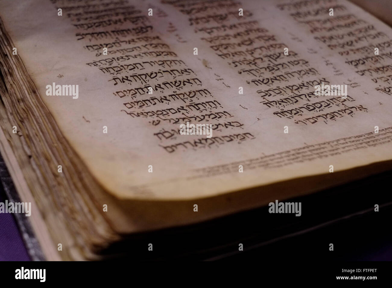 Jerusalem, Israel. 28th March, 2016. A page of the 'Damascus Keter', a