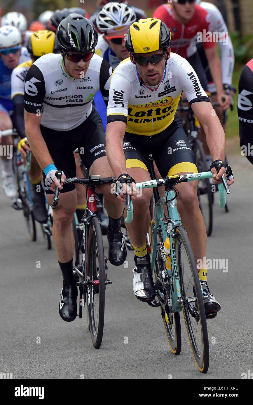 Deinze, Belgium. 27th Mar, 2016. TJALLINGII Maarten (NED) Rider of TEAM LOTTO NL - JUMBO in action during the Flanders Classics UCI World Tour 78nd Gent-Wevelgem cycling race with start in Deinze and finish in Wevelgem © Action Plus Sports/Alamy Live News Stock Photo