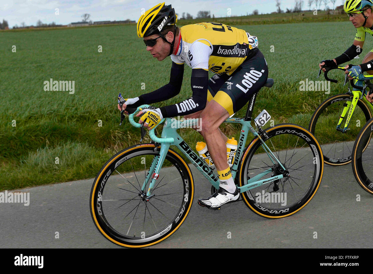 Deinze, Belgium. 27th Mar, 2016. TANKINK Bram (NED) Rider of TEAM LOTTO NL - JUMBO in action during the Flanders Classics UCI World Tour 78nd Gent-Wevelgem cycling race with start in Deinze and finish in Wevelgem © Action Plus Sports/Alamy Live News Stock Photo