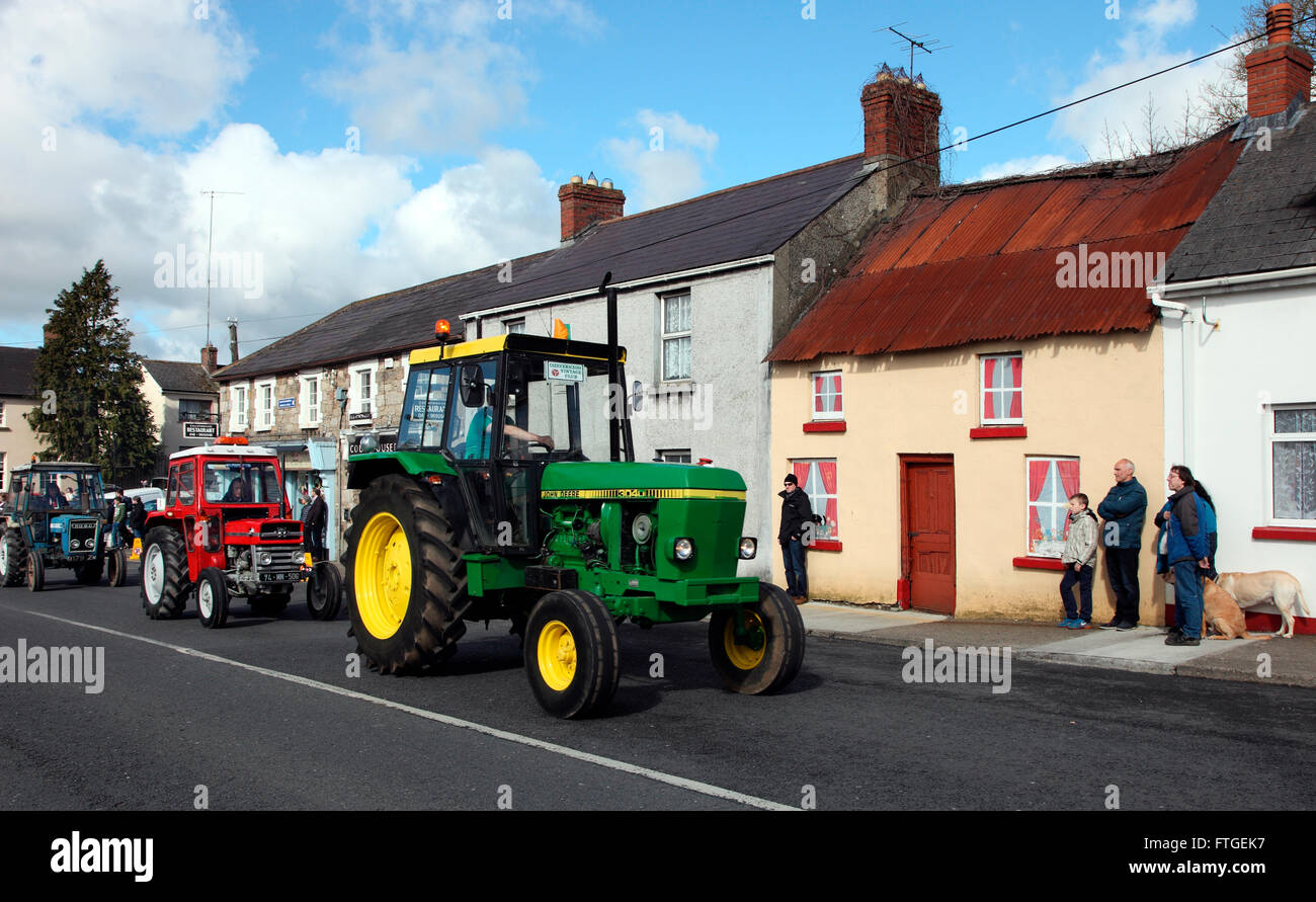 Tractors travel through Carrickmacross on Easter Monday 2016 Stock Photo