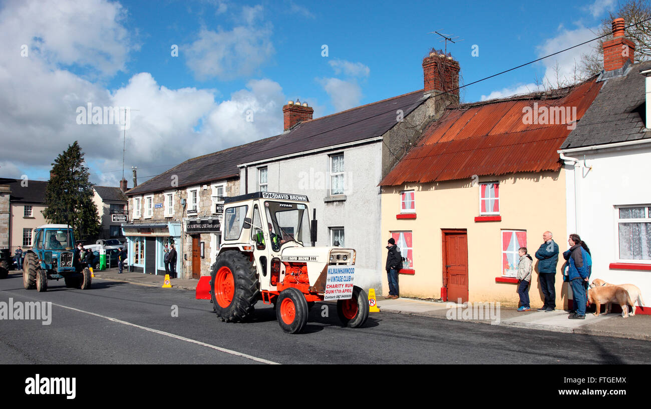 Tractors travel through Carrickmacross on Easter Monday 2016 Stock Photo