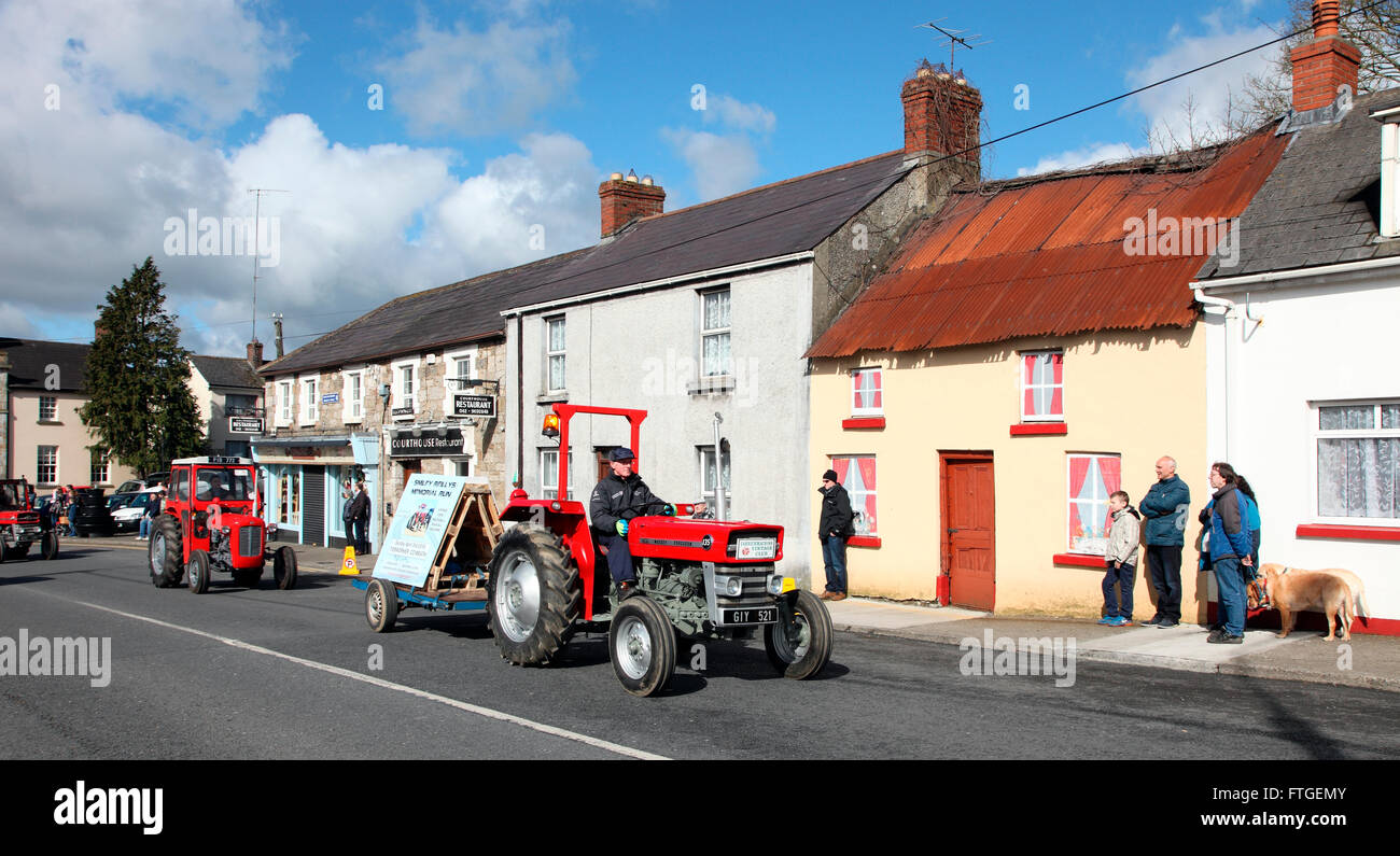 Tractors travel through Carrickmacross on Easter Monday 2016 Stock Photo