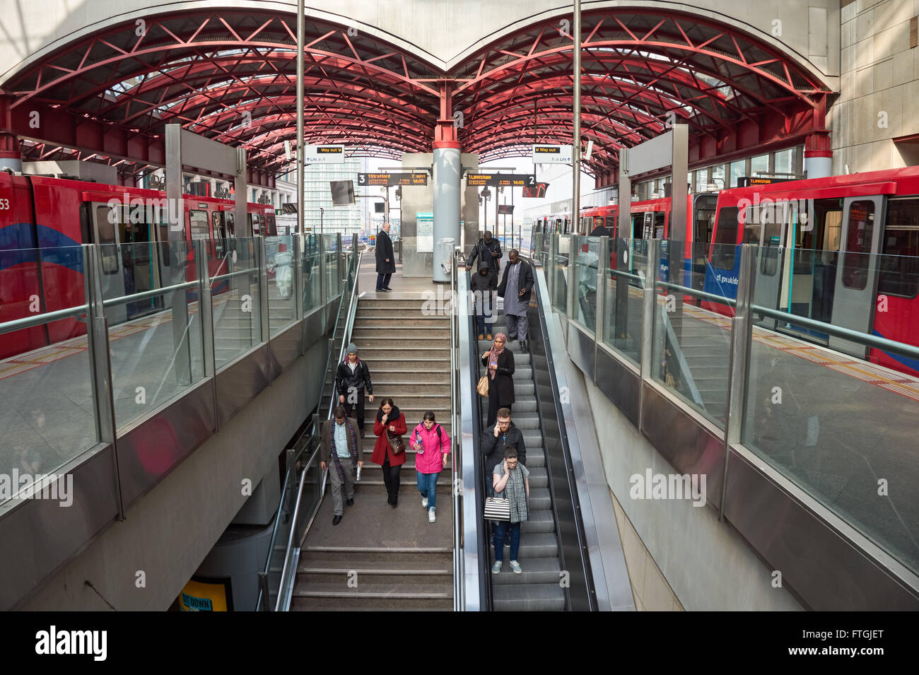 DLR (Docklands Light Railway) Canary Wharf station, London England United Kingdom UK Stock Photo